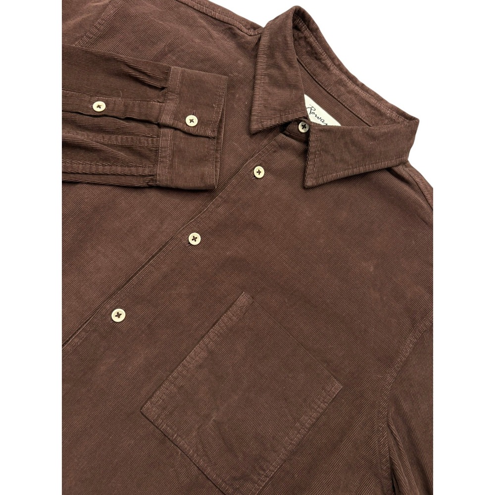 Rowan Nobel Fine Wale Cord Shirt Mens L‎ Brown Long Sleeve Cotton Corduroy NEW